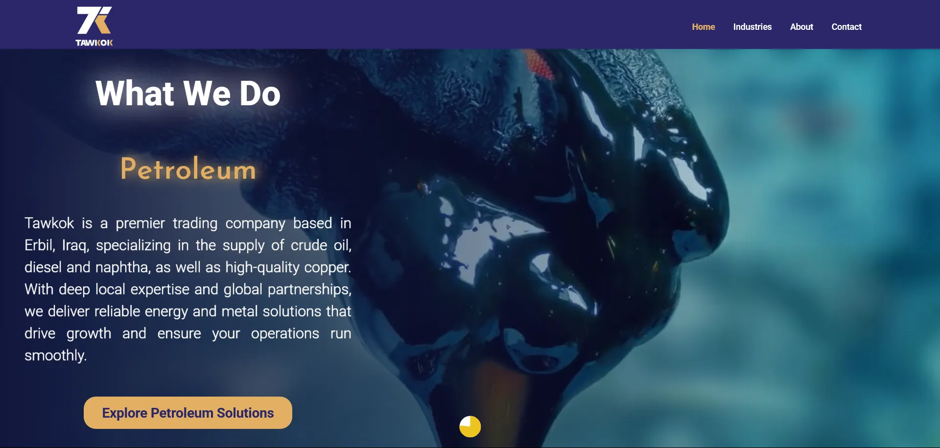 Tawkok website — fuel and metals web design by Vorel, Erbil — large view