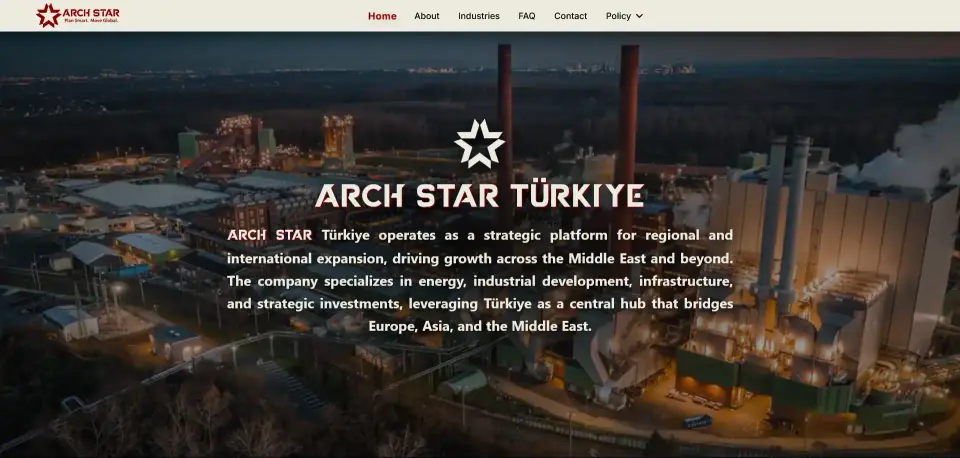 Arch Star Türkiye website — energy and infrastructure web design by Vorel — desktop view